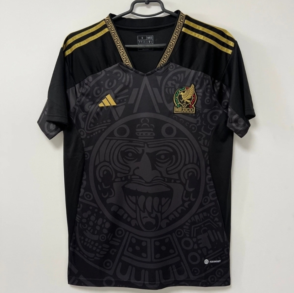 adidas Black & Gold Mexico Graphic Soccer Jersey